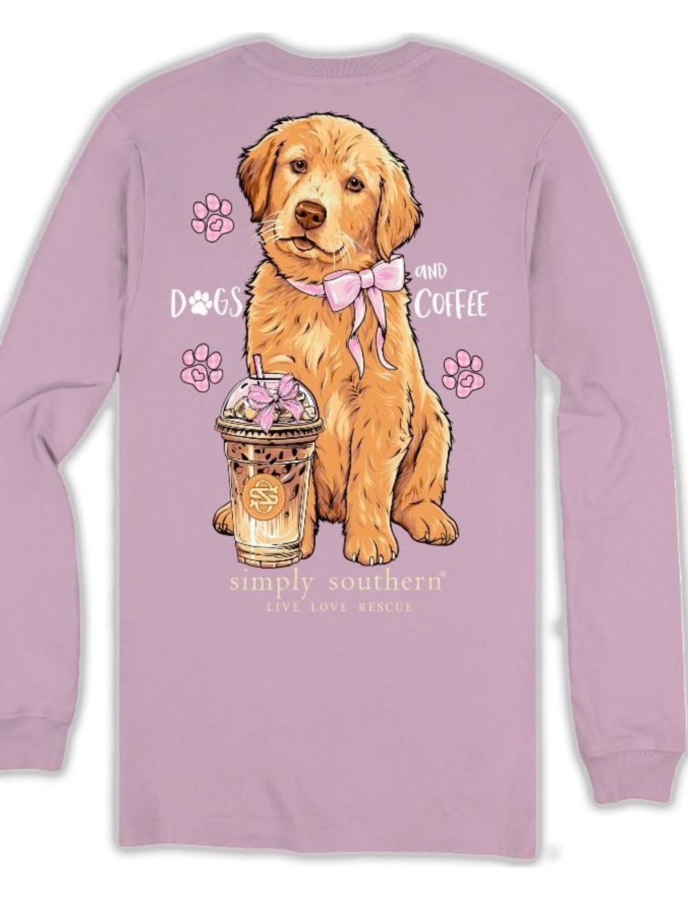 New Simply Southern Dogs and Coffee Long Sleeve Tee Women’s XL T-shirt Fall - Picture 3 of 11